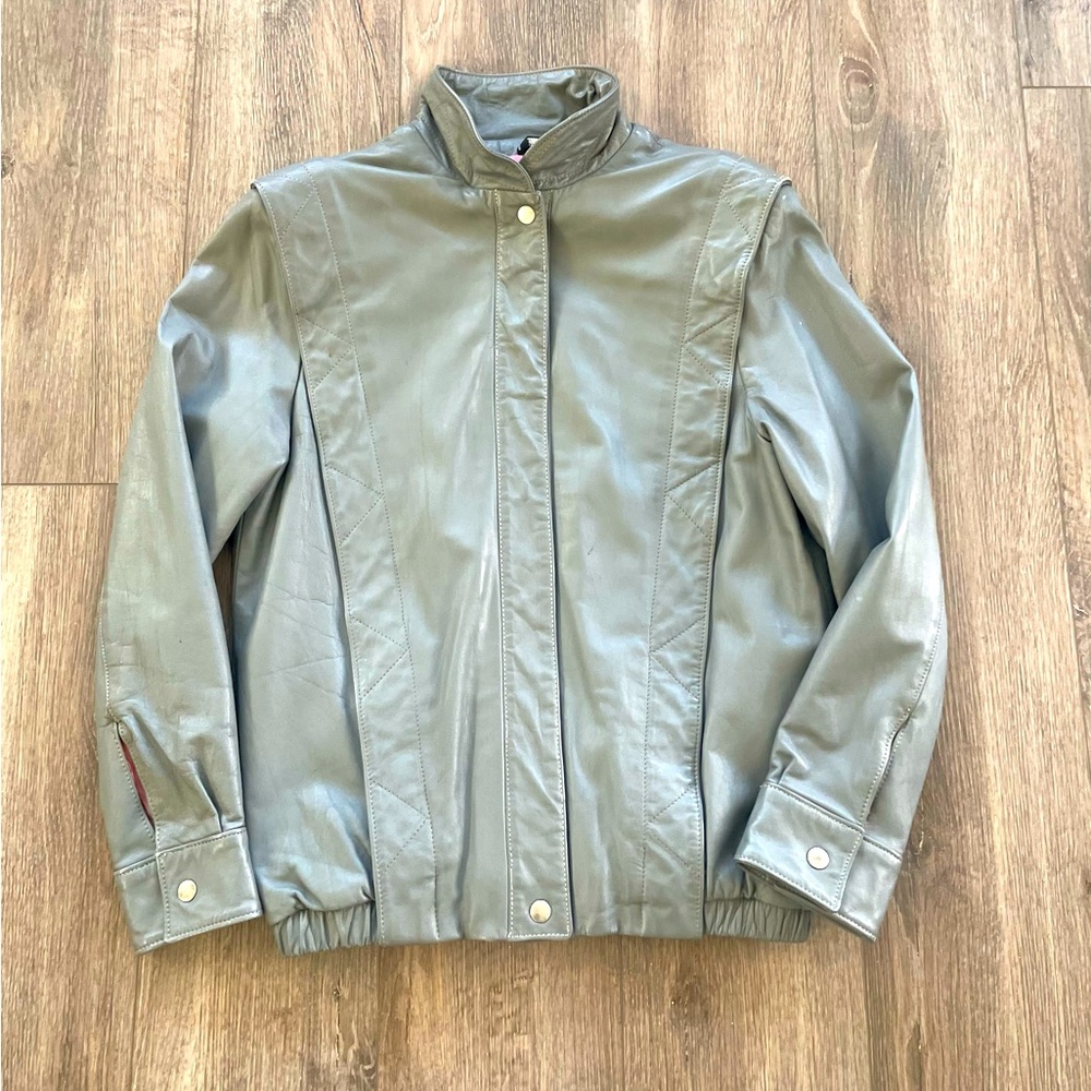 COMINT Genuine Leather Jacket Made in Argentina Size 9/10 Gray Vintage 1980s